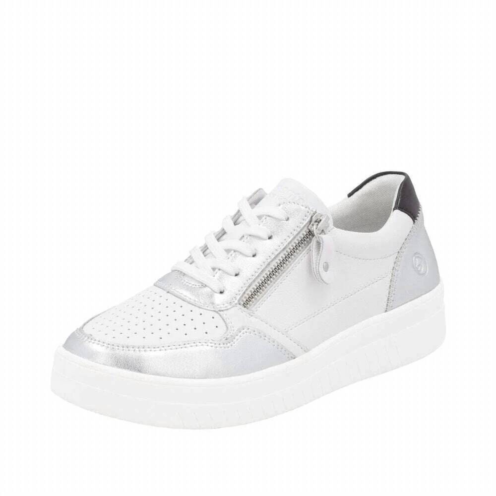 NEW REMONTE women's d0j05 sneakers in white/silver/black